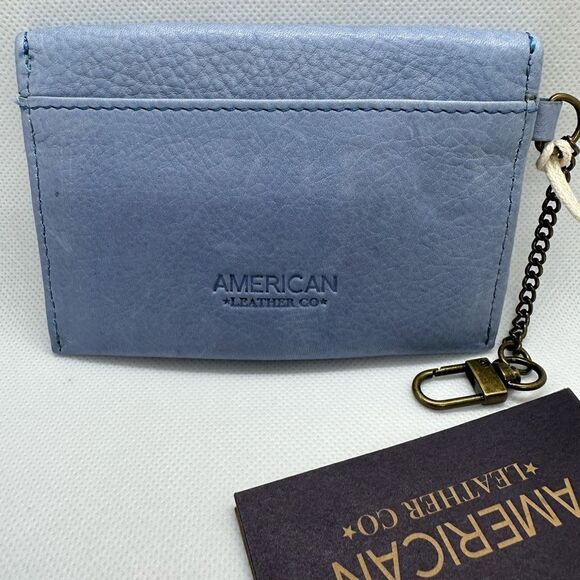 American Leather Co. Monica Coin Purse Blue Smooth NWT - Picture 5 of 9